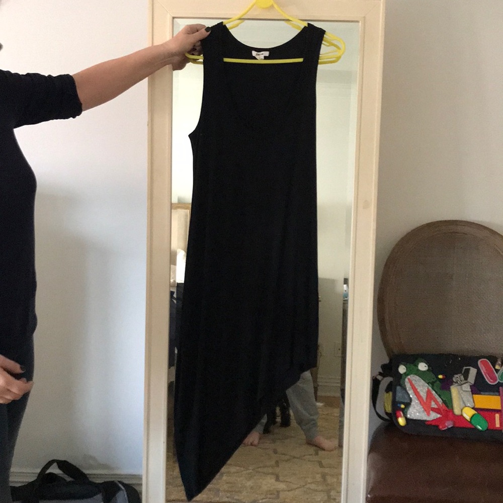 Helmut Lang asymmetrical Black cotton shift dress